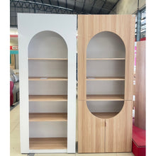 Alinda Mira Modern Display Shelf Curved Door Display (White)