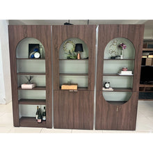 Alinda  Curved Display Shelf with 2 Straight Doors (Mocha)